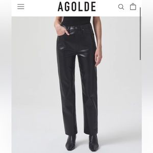 Agolde Recycled Leather 90s Pinch Waist in Black Sz 24